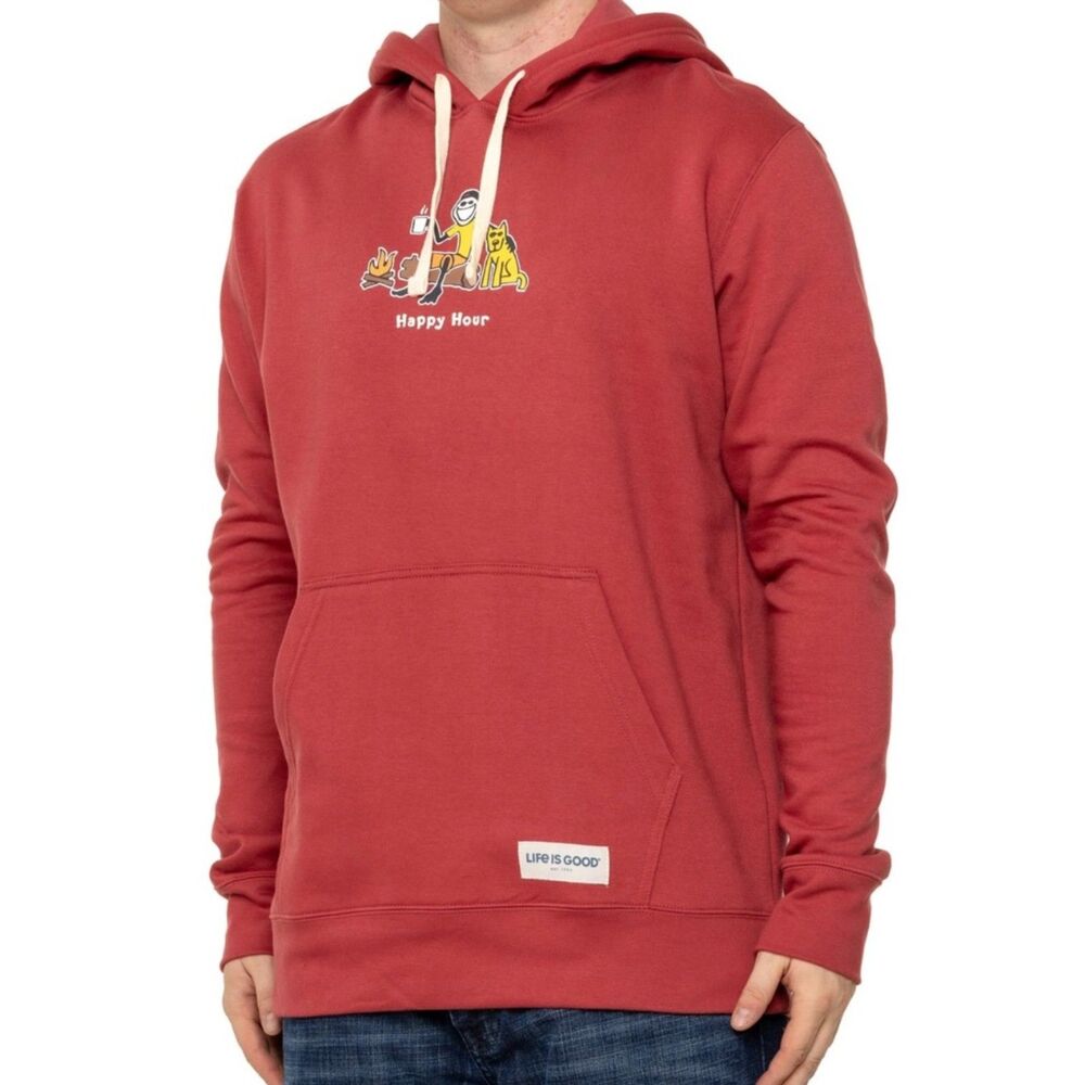Life is Good NWT Sz M Faded Red Happy Hour Fleece Hoodie